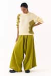 Three_Green Handloom Cotton Drop Crotch Pant _at_Aza_Fashions