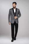 Arihant Rai Sinha_Gray Satin, Silk Textured Suit Set With Waistcoat And Pant _at_Aza_Fashions