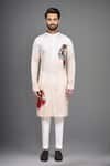 Arihant Rai Sinha_Beige Muslin Embroidery Floral Kurta And Pant Set _at_Aza_Fashions