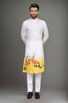 Shop_Arihant Rai Sinha_White Muslin Embroidery Ombre Deer Motif Kurta Set 