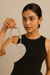 Shop_A Clutch Story_Silver Rhinestones, Diamonds Queen Of Heart Embellished Clutch _at_Aza_Fashions