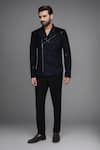 Arihant Rai Sinha_Black Velvet Sequins Embroidered Asymmetric Blazer _at_Aza_Fashions