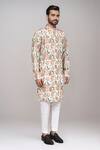 Buy_Arihant Rai Sinha_Cream Brocade, Silk Floral Printed Kurta And Pant Set 