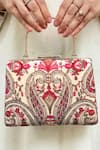 Shop_Amyra_Off White Embroidery, Sequins Rumi Thread Clutch _at_Aza_Fashions