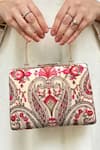 Buy_Amyra_Off White Embroidery, Sequins Rumi Thread Clutch _at_Aza_Fashions