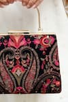 Amyra_Black Embroidery, Sequins Rumi Thread Clutch_Online_at_Aza_Fashions