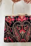 Shop_Amyra_Black Embroidery, Sequins Rumi Thread Clutch_Online_at_Aza_Fashions