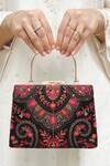 Amyra_Black Embroidery, Sequins Rumi Thread Clutch_at_Aza_Fashions