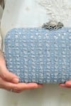 Amyra_Blue Sequins, Embroidery Denim Clutch _Online_at_Aza_Fashions
