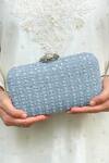Buy_Amyra_Blue Sequins, Embroidery Denim Clutch _at_Aza_Fashions
