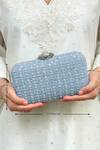 Shop_Amyra_Blue Sequins, Embroidery Denim Clutch _Online_at_Aza_Fashions