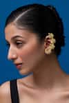 Buy_Ethnic Andaz_Gold Plated Flower Carved Pair Of Ear Cuffs _at_Aza_Fashions