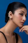 Buy_Ethnic Andaz_Gold Plated Flower Drop Pair Of Ear Cuffs _at_Aza_Fashions
