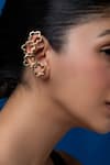 Ethnic Andaz_Gold Plated Flower Drop Pair Of Ear Cuffs _Online_at_Aza_Fashions