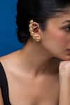 Ethnic Andaz_Gold Plated Flare Blooming Flower Pair Of Ear Cuffs _Online_at_Aza_Fashions