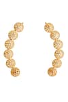 Shop_Ethnic Andaz_Gold Plated Flare Blooming Flower Pair Of Ear Cuffs _at_Aza_Fashions