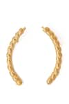 Shop_Ethnic Andaz_Gold Plated Leaf Tendril Carved Pair Of Ear Cuffs _at_Aza_Fashions