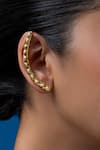 Ethnic Andaz_Gold Plated Leaf Tendril Carved Pair Of Ear Cuffs _Online_at_Aza_Fashions