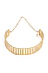 Shop_Ethnic Andaz_Gold Plated Striped Fence Choker _at_Aza_Fashions