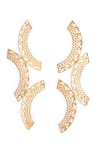Shop_Ethnic Andaz_Gold Plated Kalchakra Lattice Semi-circle Earrings _at_Aza_Fashions