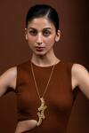 Buy_Ethnic Andaz_Gold Plated Kalchakra Lattice Vertical Necklace _at_Aza_Fashions