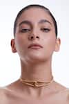 Ethnic Andaz_Gold Plated Threaded Interlocked Choker _Online_at_Aza_Fashions