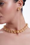Ethnic Andaz_Gold Plated Pearly Flower Motifs Choker Necklace _Online_at_Aza_Fashions
