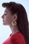 Buy_Ethnic Andaz_Gold Plated Pearls Oyster Carved Hoop Earrings _at_Aza_Fashions