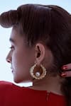 Ethnic Andaz_Gold Plated Pearls Oyster Carved Hoop Earrings _Online_at_Aza_Fashions