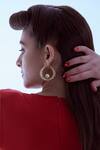 Shop_Ethnic Andaz_Gold Plated Pearls Oyster Carved Hoop Earrings _at_Aza_Fashions