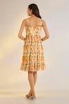 Shop_Ewoke_Yellow Georgette Square Neck Floral Print Sleeveless Dress _at_Aza_Fashions