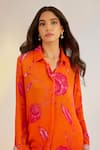 Shop_Ewoke_Orange Georgette, Satin Embroidery, Beads, Pearls Floral Print Kurta And Pant Set _Online_at_Aza_Fashions