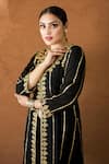 Buy_Gulabo Jaipur_Black Silk Embroidery V-neck Hand Work Kurta And Pant Set _Online_at_Aza_Fashions