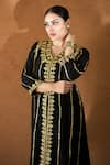 Shop_Gulabo Jaipur_Black Silk Embroidery V-neck Hand Work Kurta And Pant Set _Online_at_Aza_Fashions