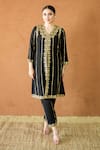 Buy_Gulabo Jaipur_Black Silk Embroidery V-neck Hand Work Kurta And Pant Set _at_Aza_Fashions