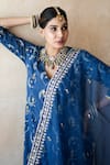 Buy_Gulabo Jaipur_Blue Cotton, Cambric Embroidery, Zari, Nazia Hand Work Pattern Kurta Sharara Set _Online
