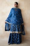 Shop_Gulabo Jaipur_Blue Cotton, Cambric Embroidery, Zari, Nazia Hand Work Pattern Kurta Sharara Set _Online