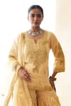 Buy Gulabo Jaipur Gold Silk, Organza Embroidery, Sequins V-neck Omaira Hand Work Kurta Set Online at Aza Fashions Buy_Gulabo Jaipur_Gold Silk, Organza Embroidery, Sequins V-neck Omaira Hand Work Kurta Set _Online_at_Aza_Fashions