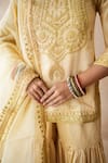 Buy Gulabo Jaipur Gold Silk, Organza Embroidery, Sequins V-neck Omaira Hand Work Kurta Set Buy_Gulabo Jaipur_Gold Silk, Organza Embroidery, Sequins V-neck Omaira Hand Work Kurta Set