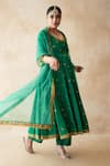Gulabo Jaipur Green Silk, Net Sequins, Zari, Embroidery Round Malala Hand Work Anarkali Set Online at Aza Fashions Gulabo Jaipur_Green Silk, Net Sequins, Zari, Embroidery Round Malala Hand Work Anarkali Set _Online_at_Aza_Fashions