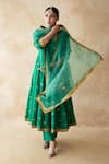 Shop Gulabo Jaipur Green Silk, Net Sequins, Zari, Embroidery Round Malala Hand Work Anarkali Set Online at Aza Fashions Shop_Gulabo Jaipur_Green Silk, Net Sequins, Zari, Embroidery Round Malala Hand Work Anarkali Set _Online_at_Aza_Fashions