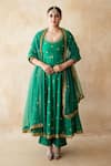 Buy Gulabo Jaipur Green Silk, Net Sequins, Zari, Embroidery Round Malala Hand Work Anarkali Set at Aza Fashions Buy_Gulabo Jaipur_Green Silk, Net Sequins, Zari, Embroidery Round Malala Hand Work Anarkali Set _at_Aza_Fashions