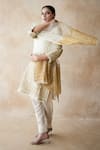 Gulabo Jaipur_Off White Silk, Organza Sequins, Zari, Luna Hand Work Embroidered Kurta Set _at_Aza_Fashions