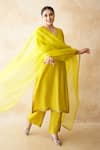 Shop_Gulabo Jaipur_Yellow Silk, Organza Embroidery, Zari, Sequins, Hema Hand Work Kurta Pant Set _Online_at_Aza_Fashions
