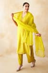 Buy_Gulabo Jaipur_Yellow Silk, Organza Embroidery, Zari, Sequins, Hema Hand Work Kurta Pant Set 