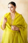 Shop_Gulabo Jaipur_Yellow Silk, Organza Embroidery, Zari, Sequins, Hema Hand Work Kurta Pant Set 