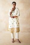 Shop_Gulabo Jaipur_White Silk Embroidery V-neck Jamila Kurta And Pant Set _at_Aza_Fashions