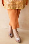 Gulabo Jaipur_Rust Silk Embroidery, Zari V-neck Jamila Kurta And Pant Set _Online_at_Aza_Fashions