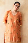 Buy_Gulabo Jaipur_Rust Silk Embroidery, Zari V-neck Jamila Kurta And Pant Set _Online_at_Aza_Fashions