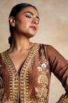Buy Gulabo Jaipur Brown Silk Embroidery, Sequins V-neck Chahat Kurta And Pant Set Buy_Gulabo Jaipur_Brown Silk Embroidery, Sequins V-neck Chahat Kurta And Pant Set